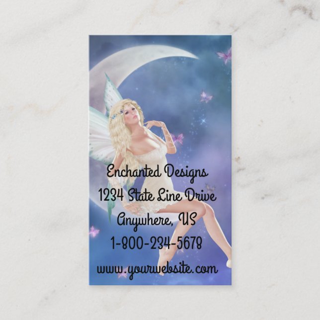 Butterfly Fairy Moon Business Cards (Front)