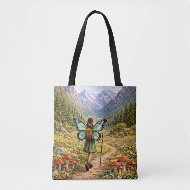 Butterfly Fairy Mountain Hiker | Fairycore Flower Tote Bag (Front)
