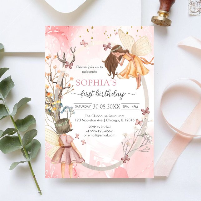 Butterfly Fairy Pink Girl Birthday Invitation (Creator Uploaded)