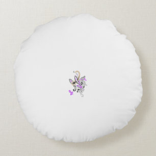 Butterfly Fairy Tattoo Vector – Vintage Floral Art Round Cushion
