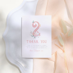 Butterfly Fairytale Floral Girl Birthday Party Thank You Card