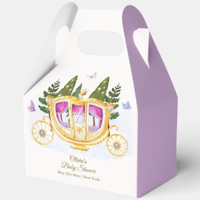 Butterfly Fairytale Princess Carriage Baby Shower Favour Box (Front)