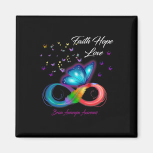 Butterfly Faith Hope Love Brain Aneurysm Awareness Magnet