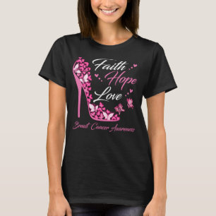 Butterfly Faith Hope Love Breast Cancer Warrior T-Shirt