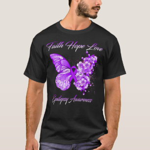 Butterfly Faith Hope Love Epilepsy Awareness T-Shirt