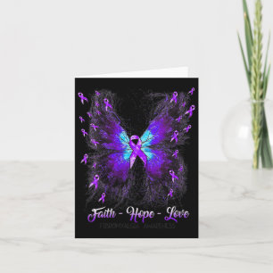 Butterfly Faith Hope Love Fibromyalgia Awareness 2 Card