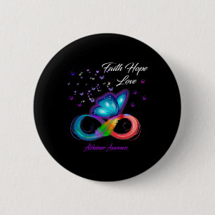Butterfly Faith Hope Love Heimerheimer Awareness  6 Cm Round Badge
