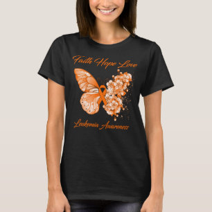 Butterfly Faith Hope Love Leukaemia Awareness T-Shirt