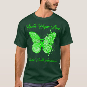 Butterfly Faith Hope Love Mental Health Awareness  T-Shirt
