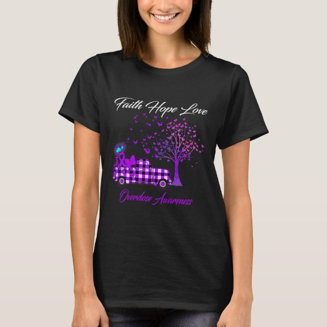 Butterfly Faith Hope Love Overdose Awareness 1  T-Shirt (Front)