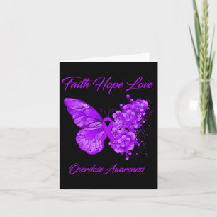 Butterfly Faith Hope Love Overdose Awareness  Card