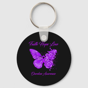 Butterfly Faith Hope Love Overdose Awareness Key Ring