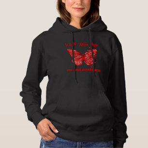 Butterfly Faith Hope Love Red Ribbon HIV AIDS Day Hoodie