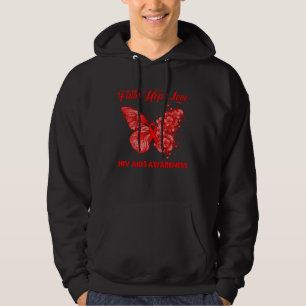 Butterfly Faith Hope Love Red Ribbon HIV AIDS Day  Hoodie