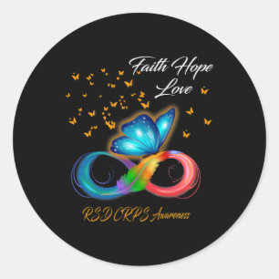 Butterfly Faith Hope Love RSD CRPS Awareness  Classic Round Sticker
