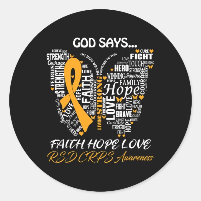 Butterfly Faith Hope Love RSD CRPS Awareness Gifts Classic Round Sticker (Front)