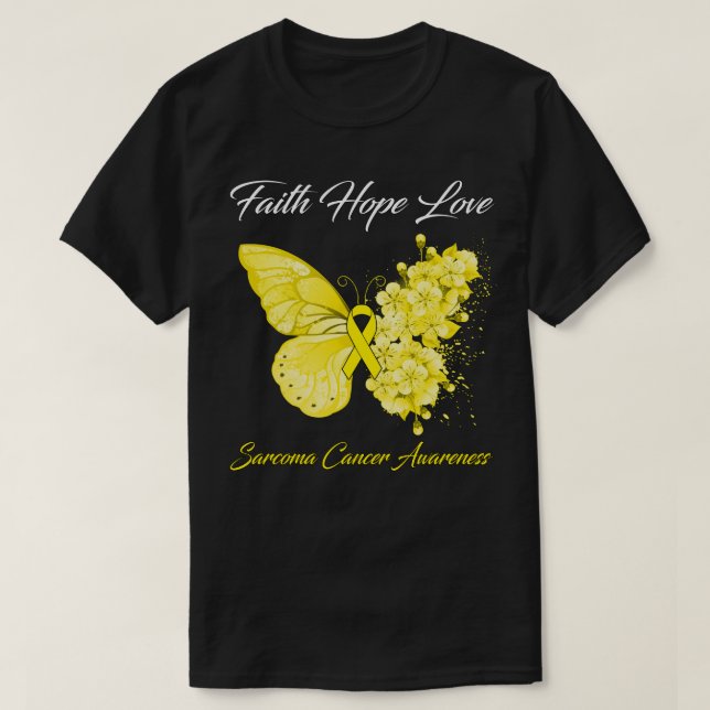 Butterfly Faith Hope Love Sarcoma Cancer Awareness T-Shirt (Design Front)