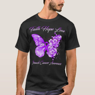 Butterfly Faith Hope Love Stomach Cancer Awareness T-Shirt