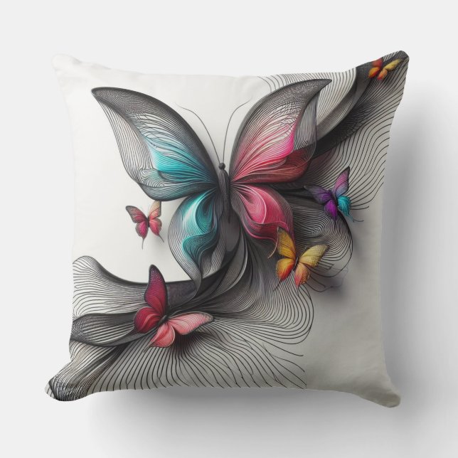 Butterfly Fantasy: Colourful Imaginative Interior Cushion (Front)