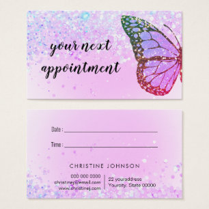 butterfly faux glitter appointment card