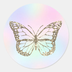 butterfly FAUX metallic effect Classic Round Sticker