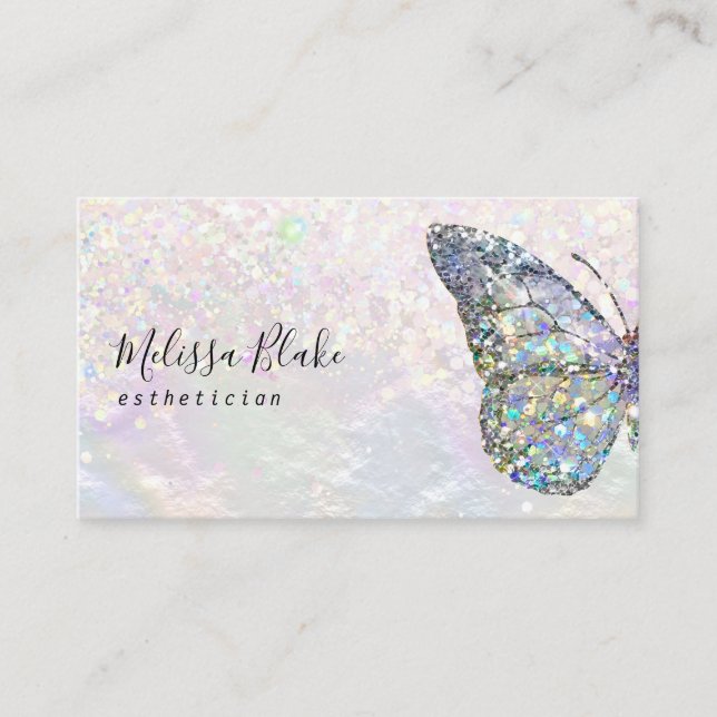 butterfly faux pastel glitter  business card (Front)