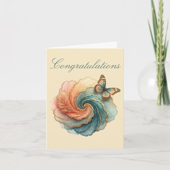 butterfly feathery swirl note card (Front)