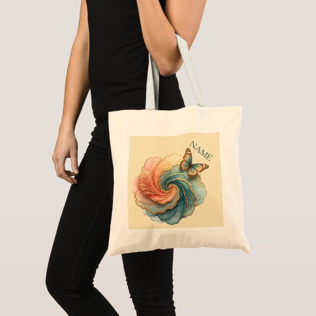 butterfly feathery swirl tote bag (Front (Product))