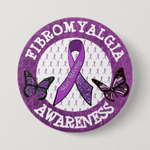Butterfly  Fibromyalgia Awareness Ribbon Button