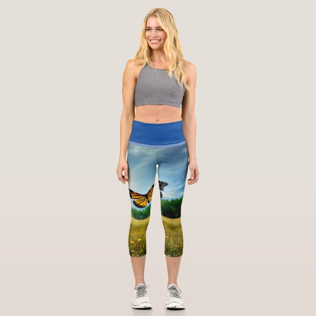 Butterfly Field Capri Leggings (Front)