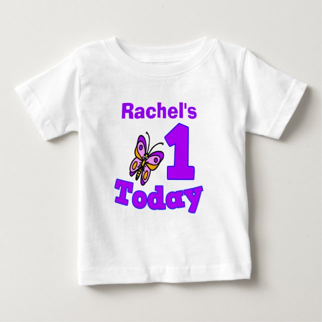 Butterfly First Birthday Girl Shirt (Front)