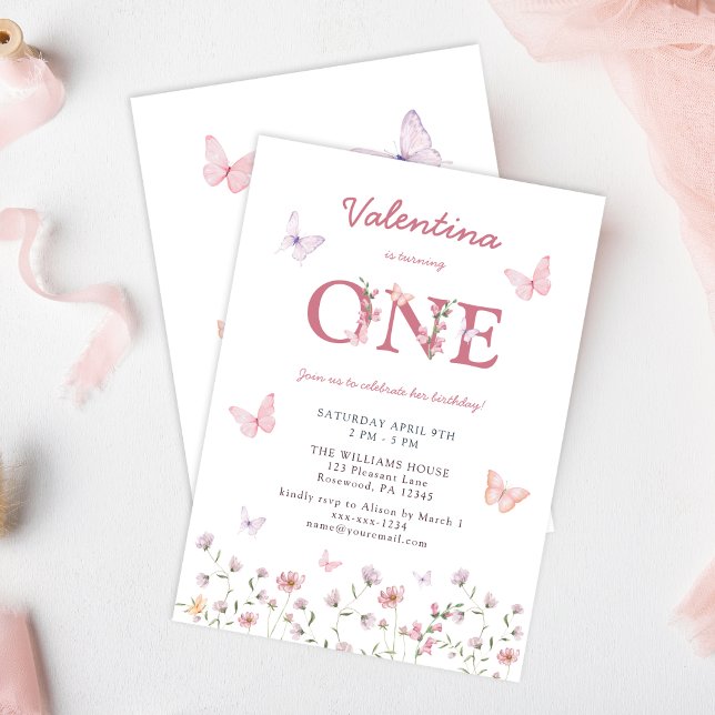 Butterfly First Birthday Invitation (Creator Uploaded)