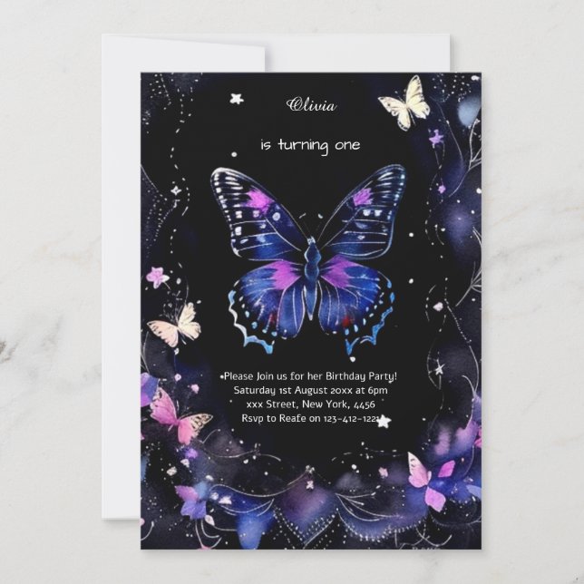 Butterfly First Birthday Invitation (Front)