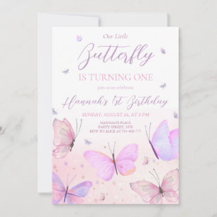 Butterfly First Birthday Invitation