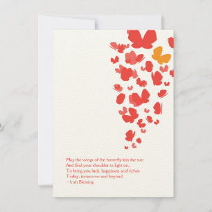 Butterfly Flight Notecard in Pink, Orange & Red