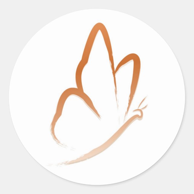 Butterfly Flight (orange and simple) Classic Round Sticker (Front)