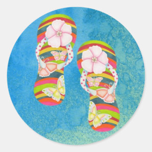 Butterfly Flip Flops Classic Round Sticker