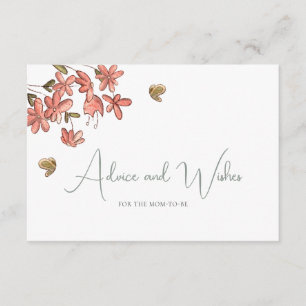 Butterfly Floral Advice and Wishes Baby Shower Enclosure Card