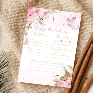 Butterfly Floral Baby Shower Baby Predictions Game