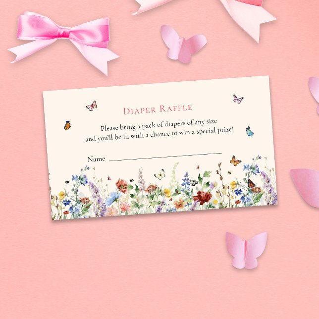 Butterfly & Floral Baby Shower Diaper Raffle Enclosure Card (Creator Uploaded)