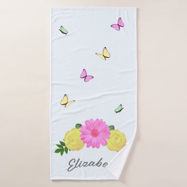 Butterfly Floral Bath Towel (Bath Towel)