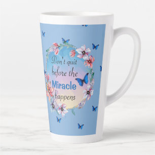 Butterfly floral blue nature inspirational quote latte mug