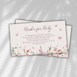 Butterfly Floral Books for Baby Shower Enclosure Card