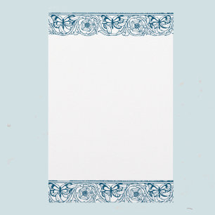 Butterfly floral border stationery