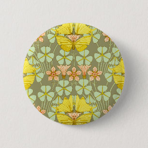 Butterfly Floral Botanical Art Nouveau 6 Cm Round Badge