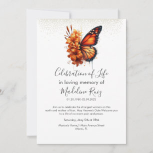 Butterfly Floral Botanical Celebration of Life Invitation
