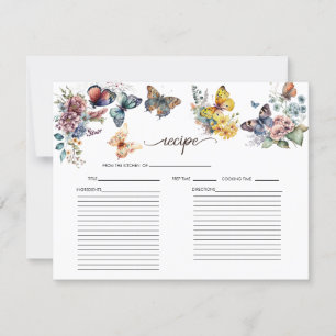 Butterfly Floral Bridal Shower Recipe Card