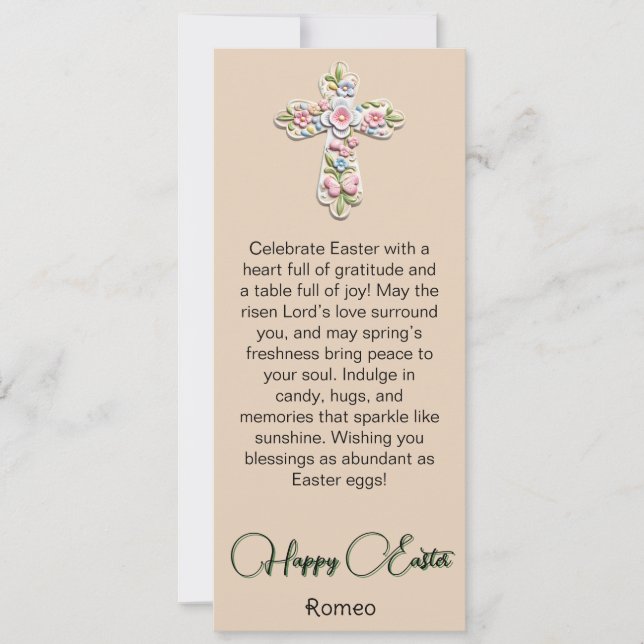 Butterfly Floral Cross Happy Easter Card (Front)