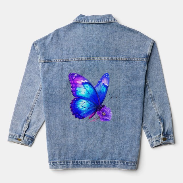 Butterfly Floral Denim Jacket (Back)