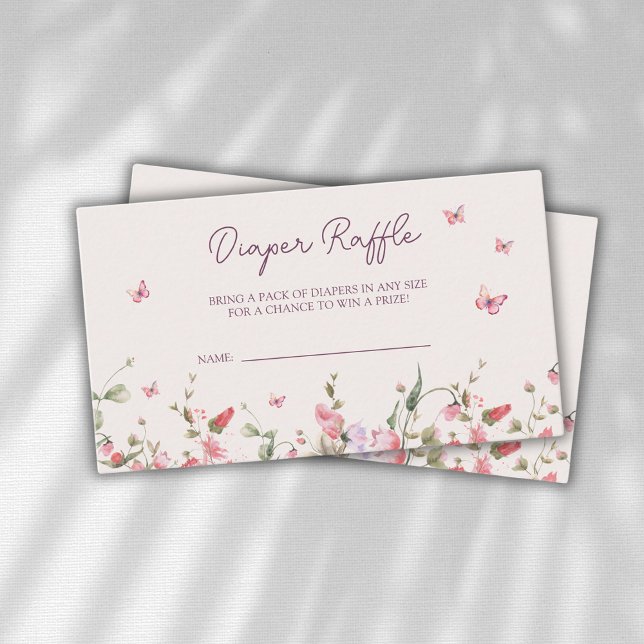 Butterfly Floral Diaper Raffle Baby Shower Enclosure Card (Creator Uploaded)